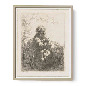 St. Jerome kneeling in Prayer, looking down Painting