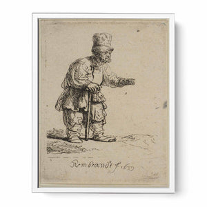 A Peasant in a high Cap, standing leaning on a Stick Painting