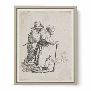 Two Tramps; a Man and a Woman Painting