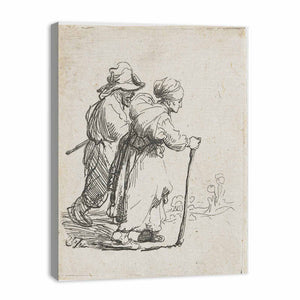 Two Tramps; a Man and a Woman Painting