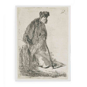 Man In A Coat And Fur Cap Leaning Against A Bank
Painting