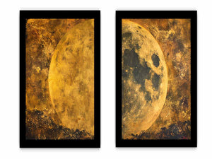 2 Panel Golden Moon Art Painting