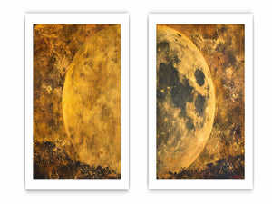 2 Panel Golden Moon Art Painting