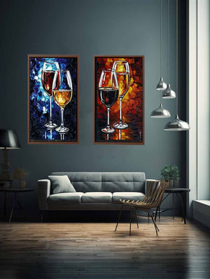 2 Panel Wine Galss Art Painting