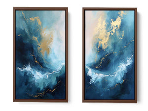 Gold Blue Abstract Waves Set