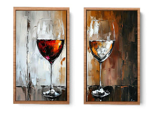 Red and White wine framed art
