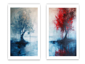 Trees flowin in water art Set