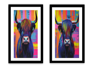 Highland cow Wall Art Set