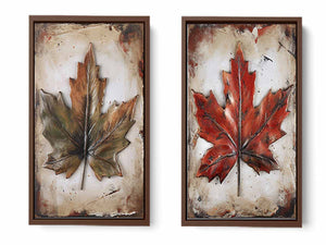 Painting Set of 2 Leaf Art