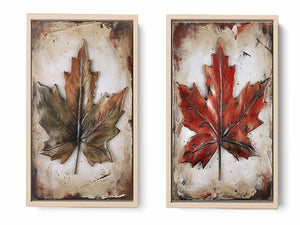 Painting Set of 2 Leaf Art