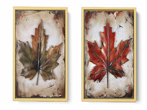 Painting Set of 2 Leaf Art