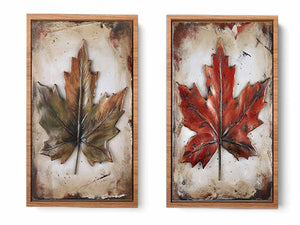 Painting Set of 2 Leaf Art