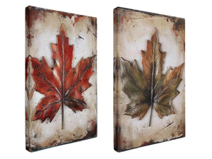 Painting Set of 2 Leaf Art