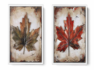 Painting Set of 2 Leaf Art