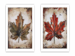Painting Set of 2 Leaf Art