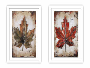 Painting Set of 2 Leaf Art