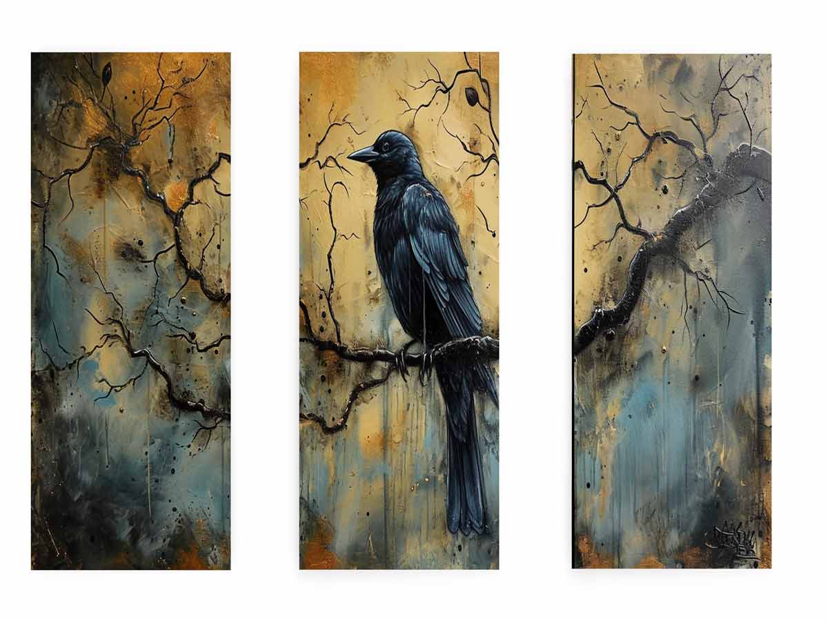 3 Panel Group Art Bird Painting