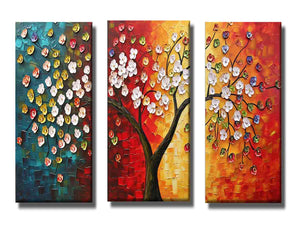 3 Panel Group Art Flower & Tree Painting