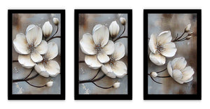 3 Panel White Flower Painting