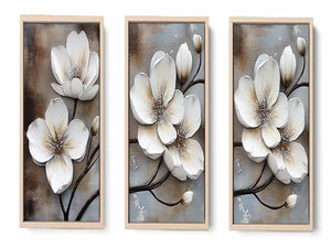 3 Panel White Flower Painting