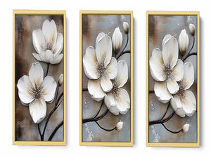 3 Panel White Flower Painting