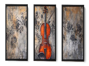 3 Panel Violin Music Art Painting
