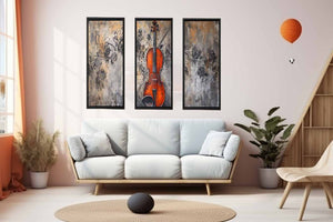 3 Panel Violin Music Art Painting