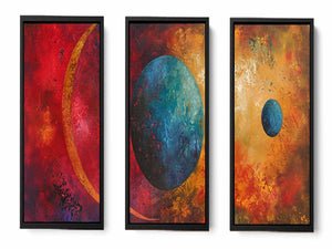 3 piece earth moon painting