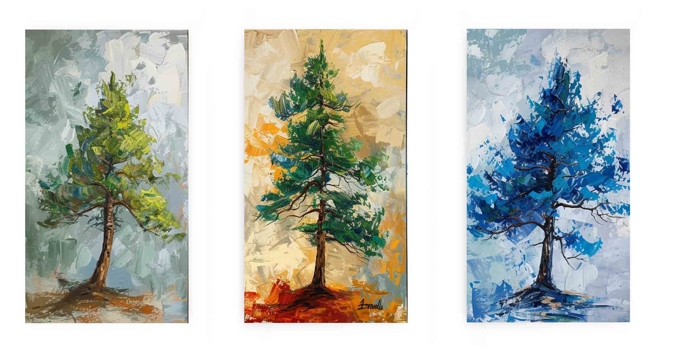 Pine Tree Painting - 3Pcs Set