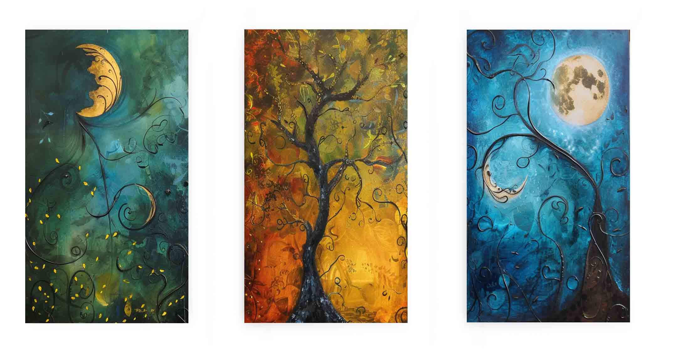 3 Piece Sun & moon Art Set