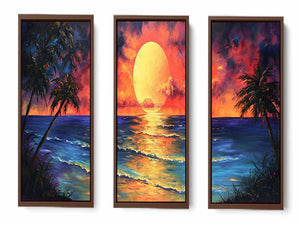 3 Panel Sunset Wall Art Painting