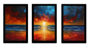 3 Panel Sunset Beach Art Painting