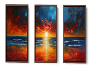 3 Panel Sunset Beach Art Painting
