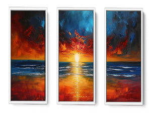 3 Panel Sunset Beach Art Painting