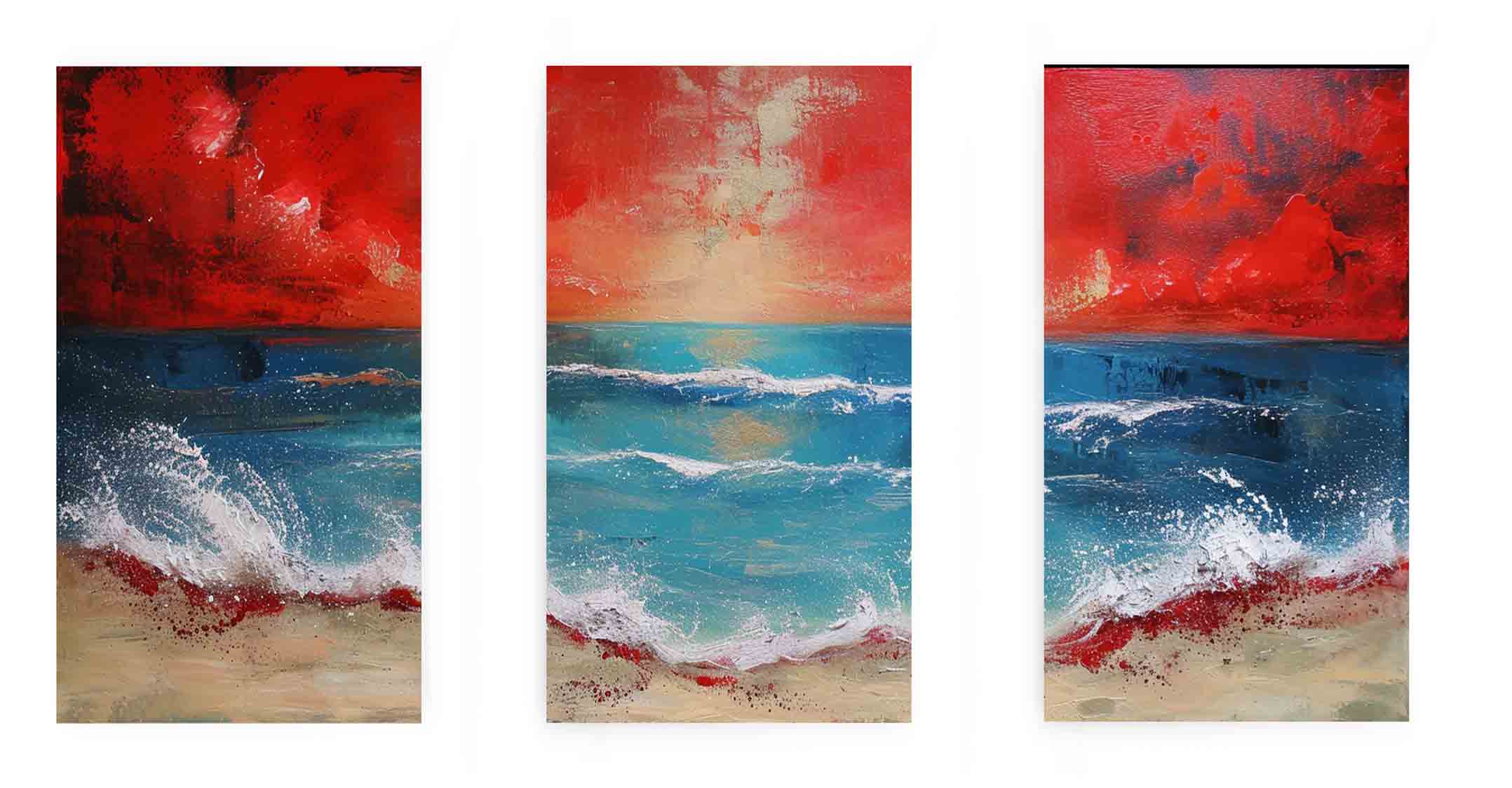 3 Panel Beach Art Painting