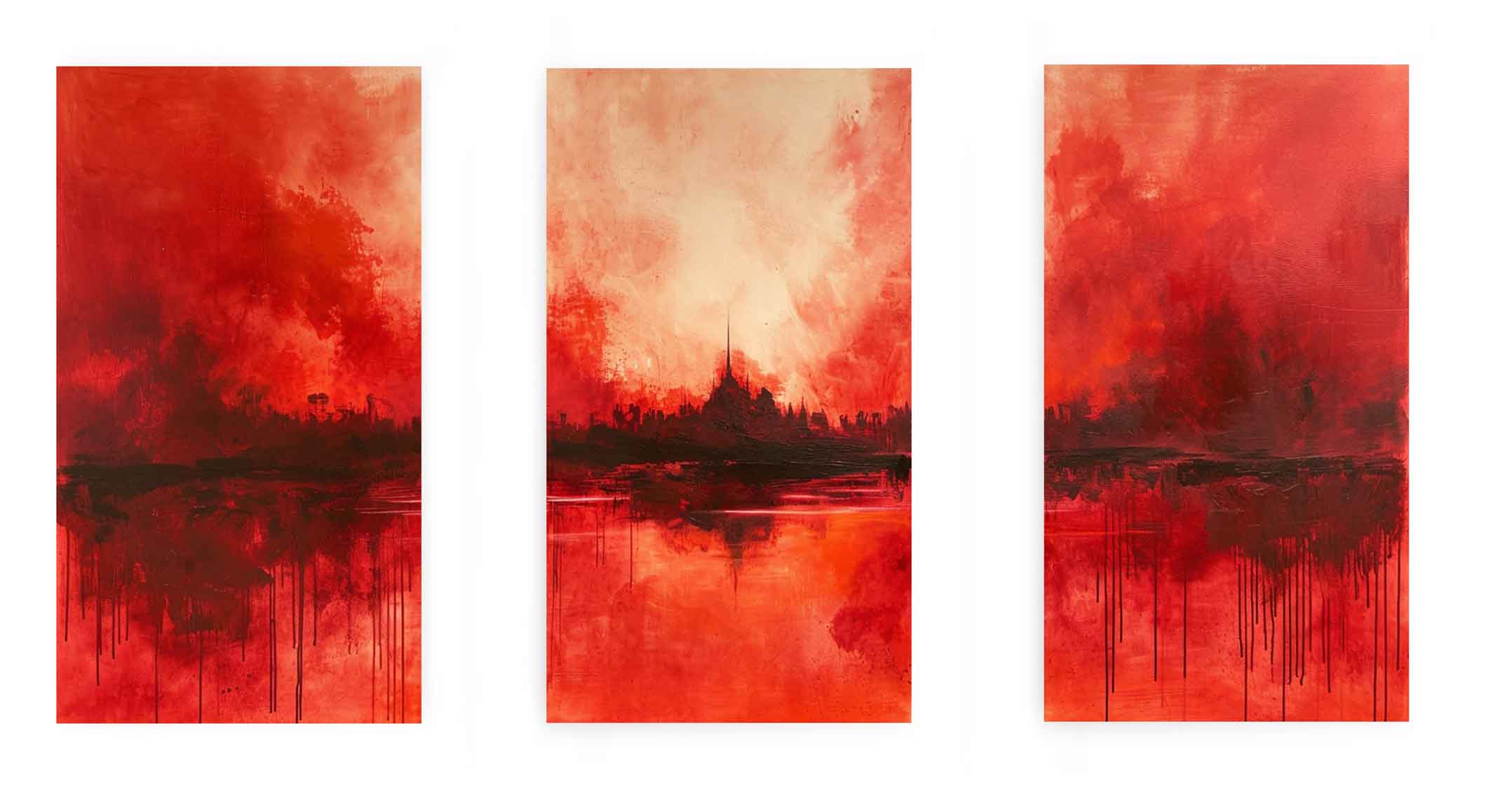 3 Panel Red Painting