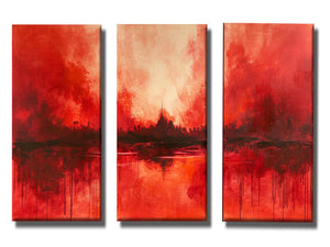 3 Panel Red Painting