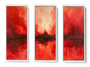 3 Panel Red Painting
