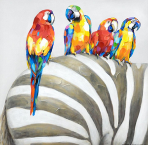 Parrot and Zebra Art Painting