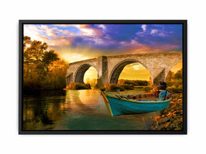 Vintage Boat Bridge Painting