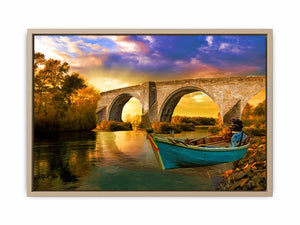 Vintage Boat Bridge Painting