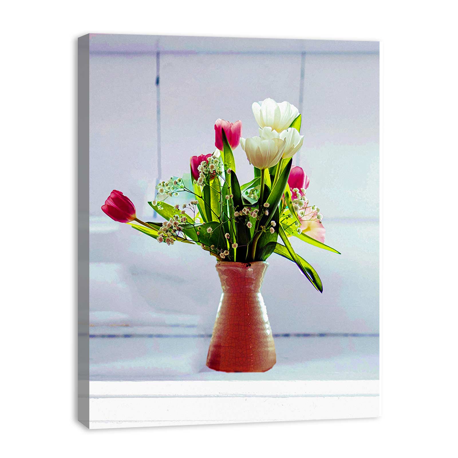Purple White Flower Vase Painting