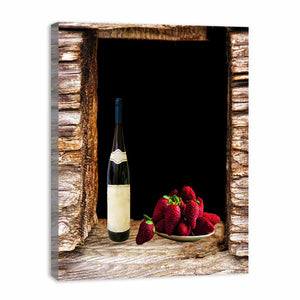Wine and Strawberry Still Life Painitng