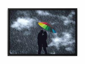 Love in Rain Couple Umbrella Painting