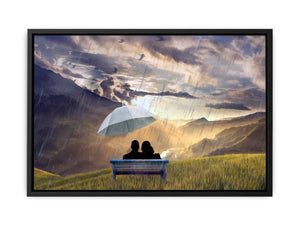 Love in Rain Couple Painting