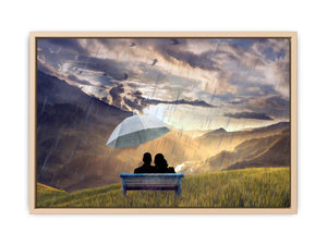 Love in Rain Couple Painting