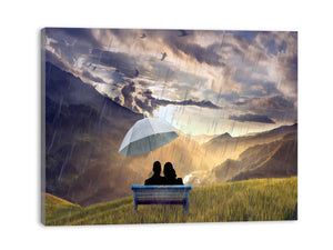 Love in Rain Couple Painting
