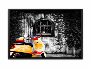 Vespa at Door Painitng
