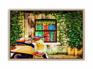 Colorful Vespa at Door Painitng
