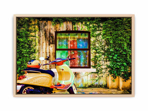 Colorful Vespa at Door Painitng